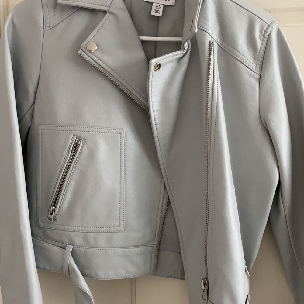 Topshop Grey Faux Leather Jacket - Picture 4 of 4
